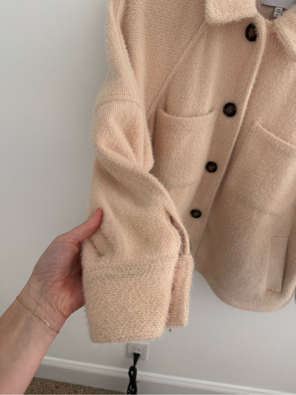 Cream Button-Front Coat - Picture 4 of 5
